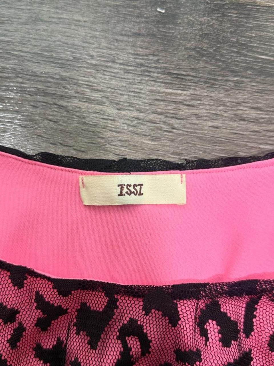 Y2K ISSI Pink Leopard Lace Cold Shoulder Top