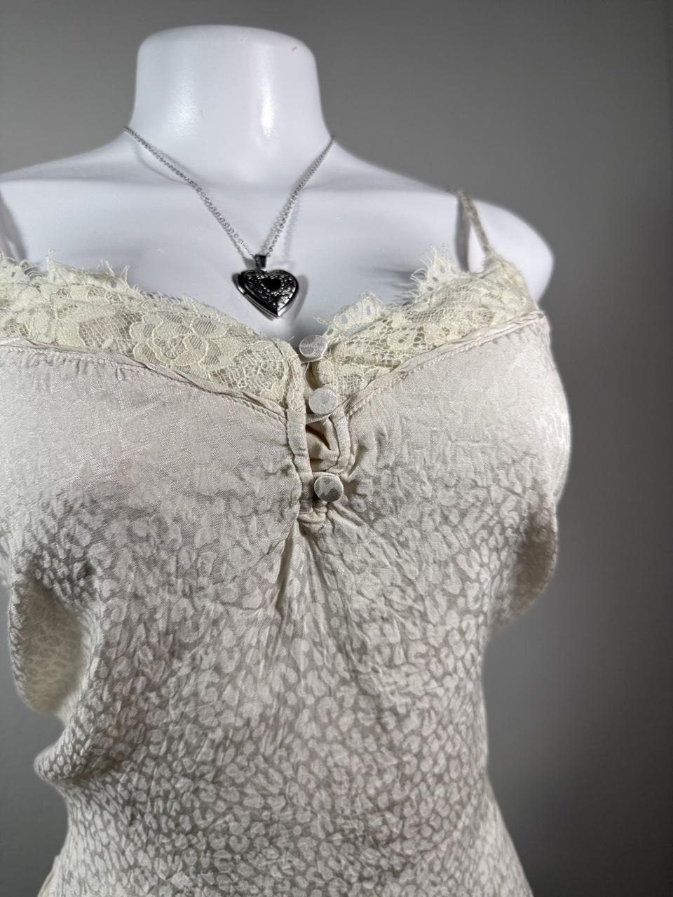 Y2K Abercrombie & Fitch Lace Cami Tank Top Cream Satin Coquette Fairy Grunge M