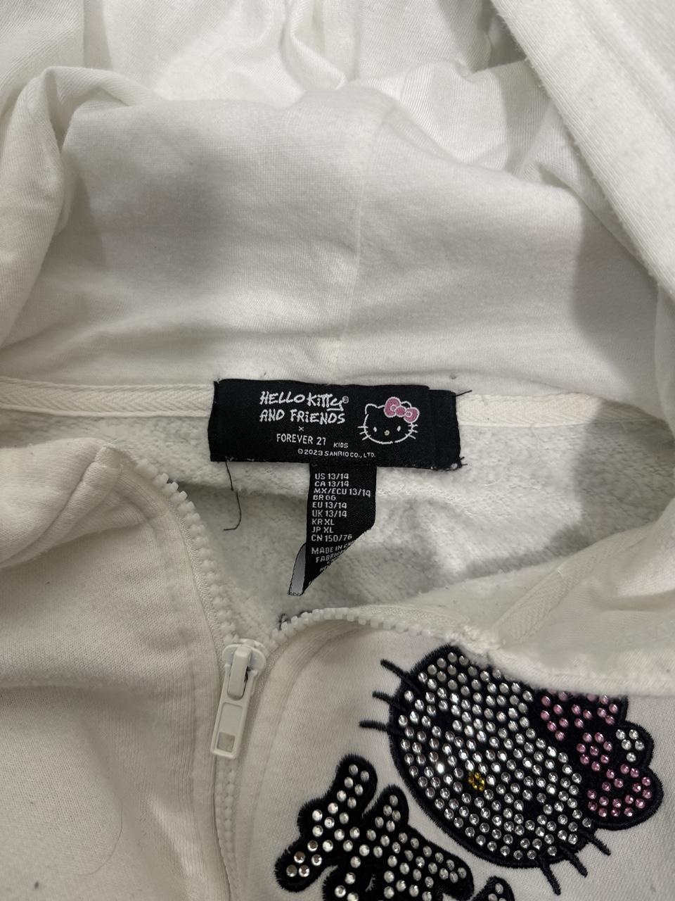 Y2K Hello Kitty x Forever 21 White Rhinestone Zip Hoodie