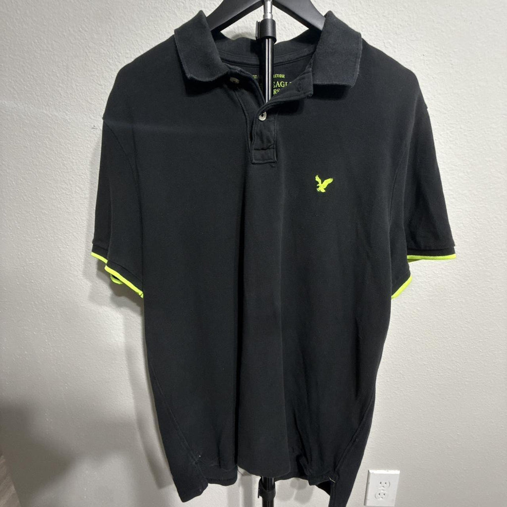 American Eagle Outfitters Men's Black Polo-shirt
