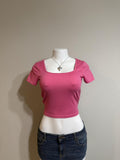 💖 Hollister Bright Pink Square Neck Baby Tee 💖