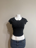 🖤 American Eagle Ribbed Henley Baby Tee 🖤