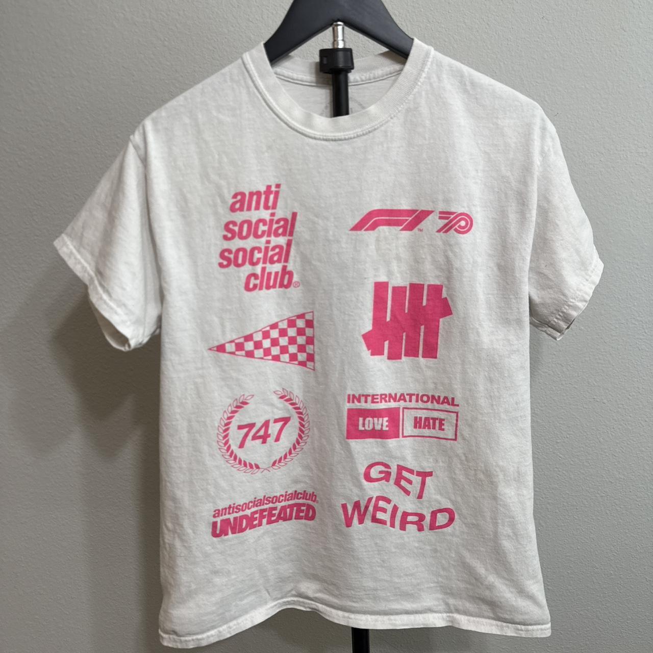 Anti Social Social Club Men's White and Pink Tshirt