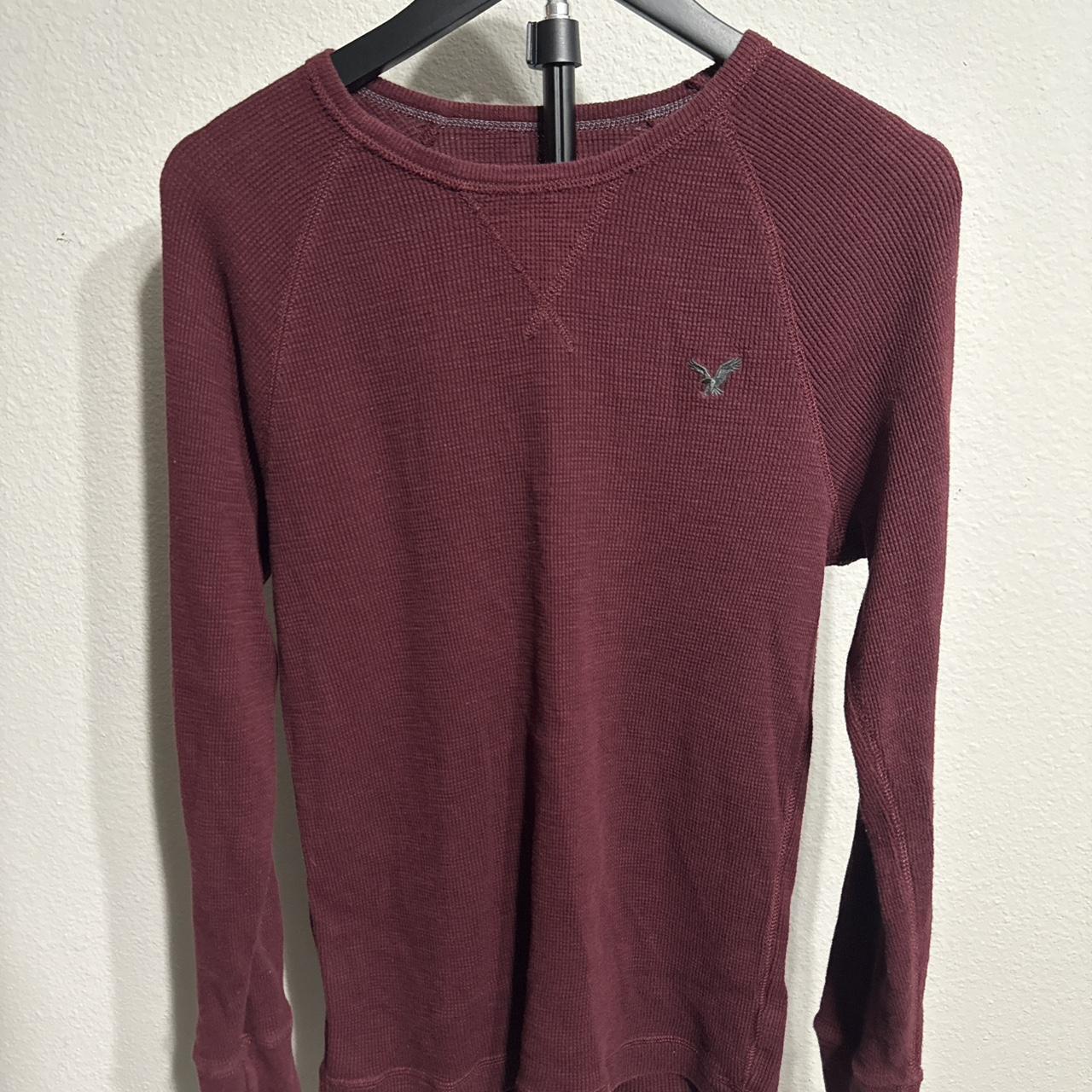 American Eagle Outfitters Women's Burgundy and Red Shirt