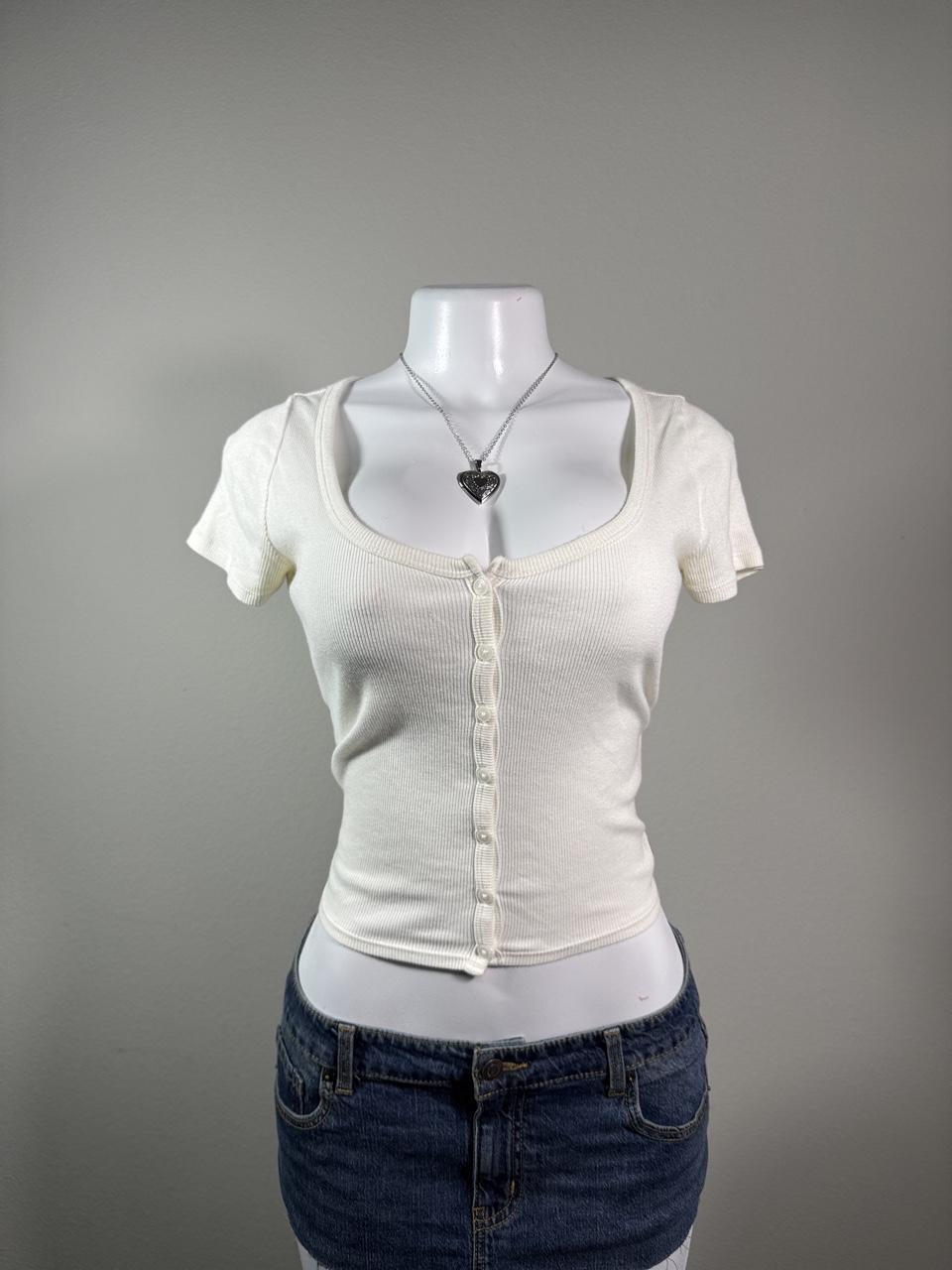 Hollister Must-Have Collection White Ribbed Baby Tee