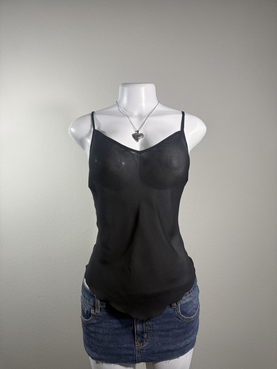 Notations Black Sheer Chiffon Cami Tank Top