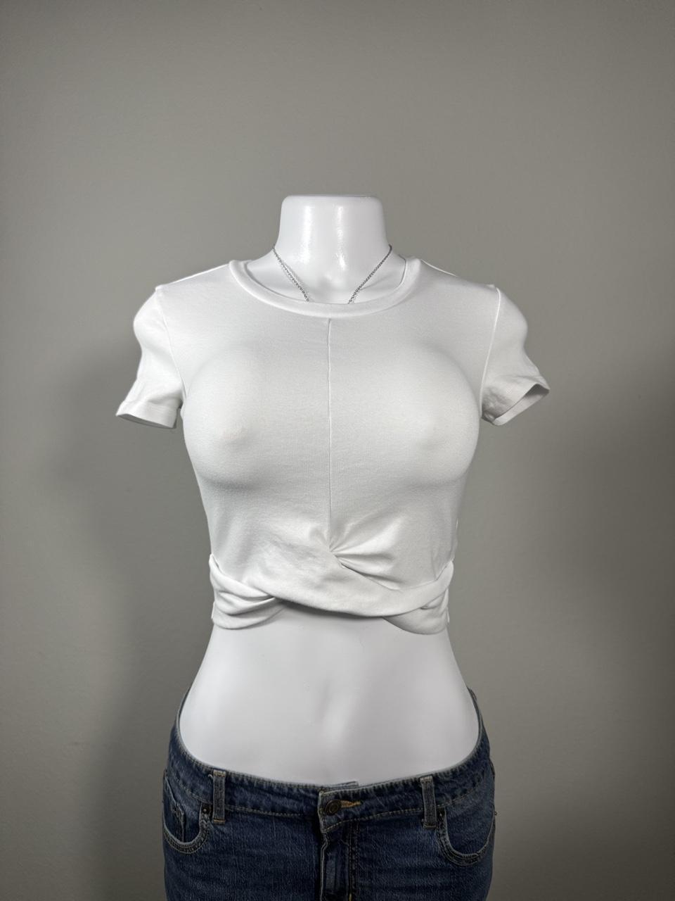 🤍 Zara Twist Front Crop Tee 🤍