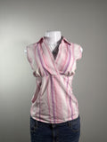 G.H. Bass & Co Pink Striped Surplice Blouse