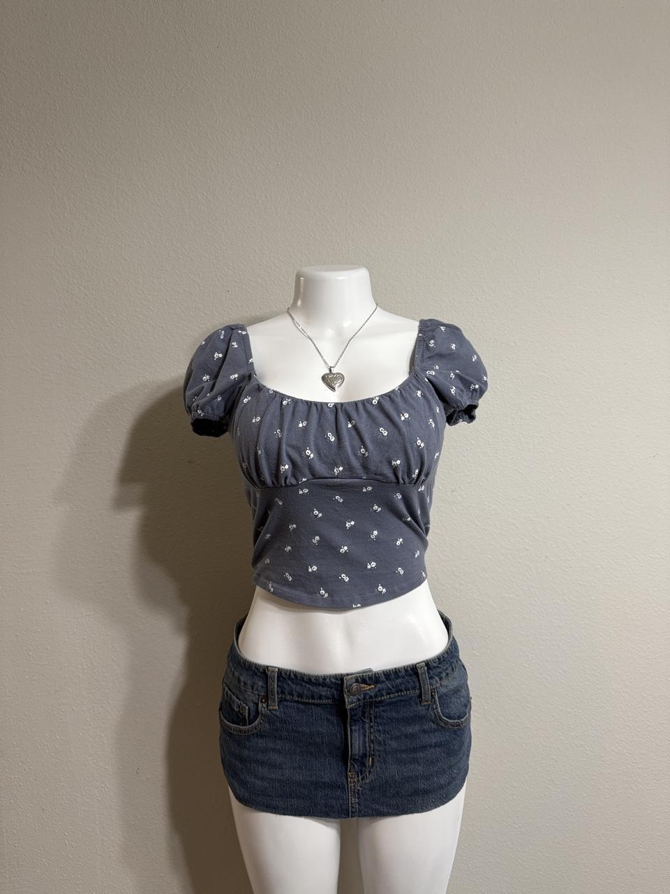 💙 Y2K Hollister Floral Puff Sleeve Top 💙