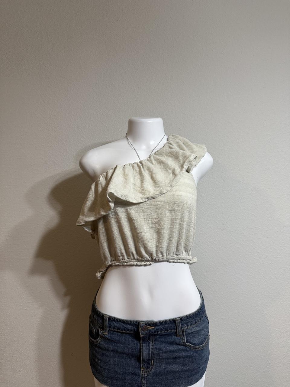 🤍 Vintage American Eagle One Shoulder Ruffle Crop Top 🤍