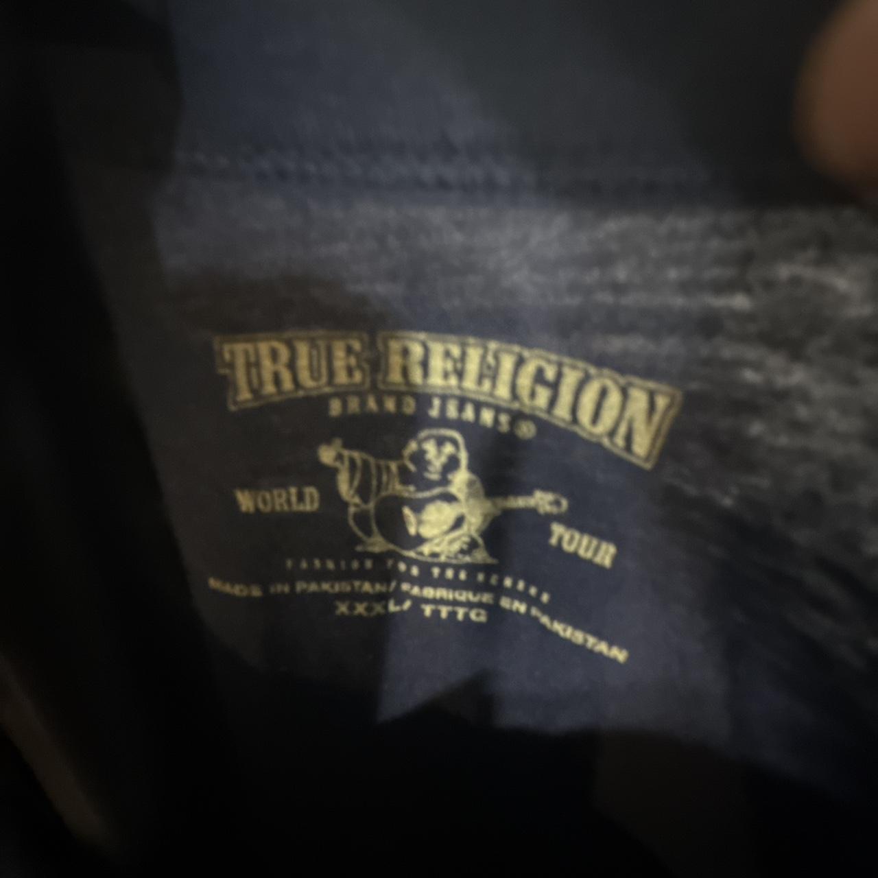 True Religion Men's Navy and Blue Tshirt