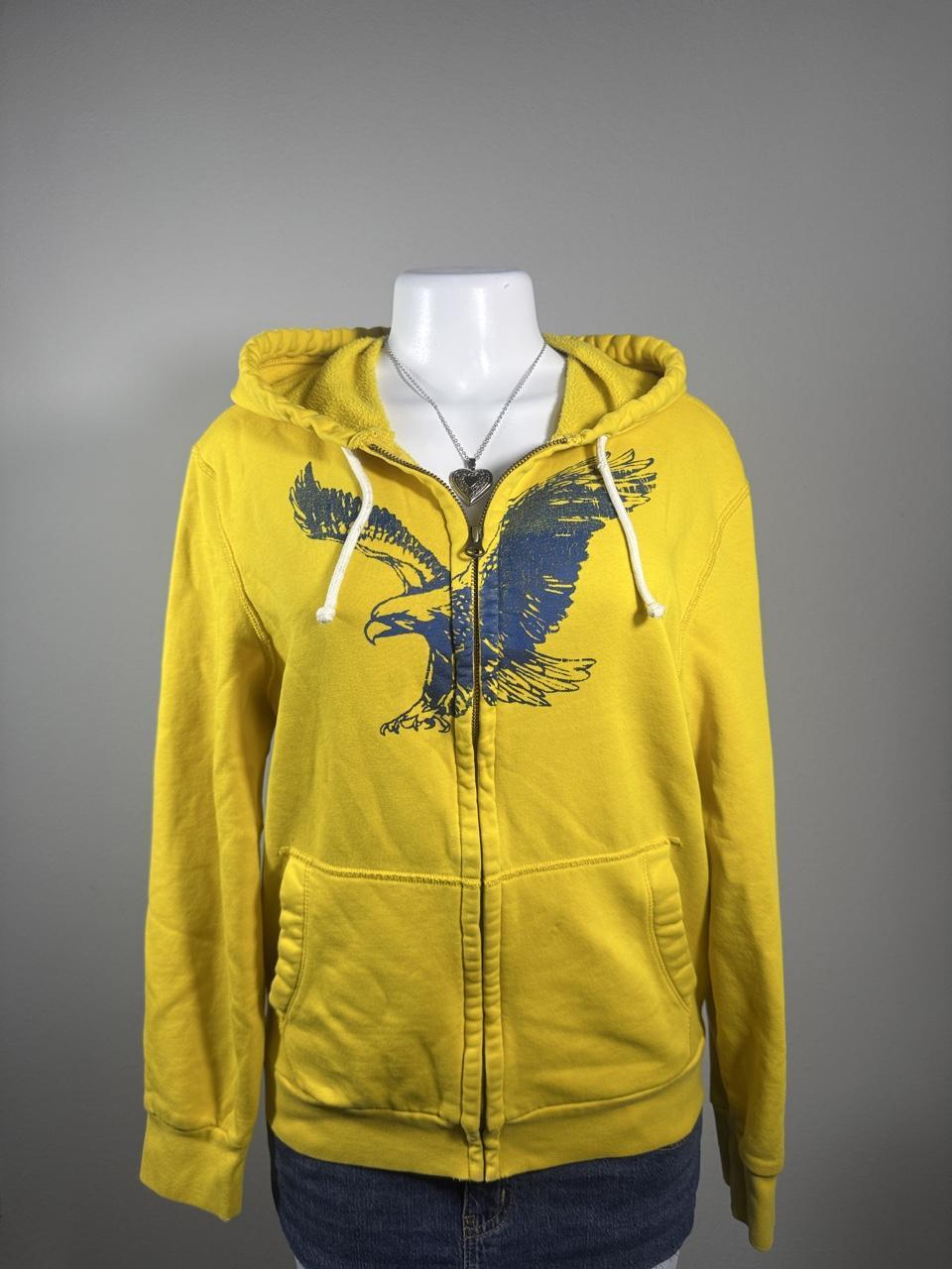 💛 Vintage American Eagle Yellow Full Zip Eagle Hoodie 💛