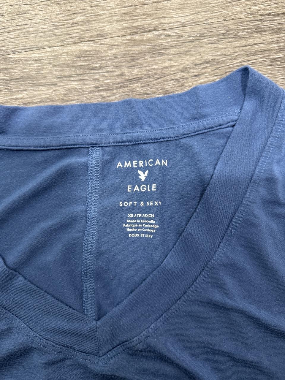 Y2K American Eagle Soft & Sexy Blue V-Neck Tee