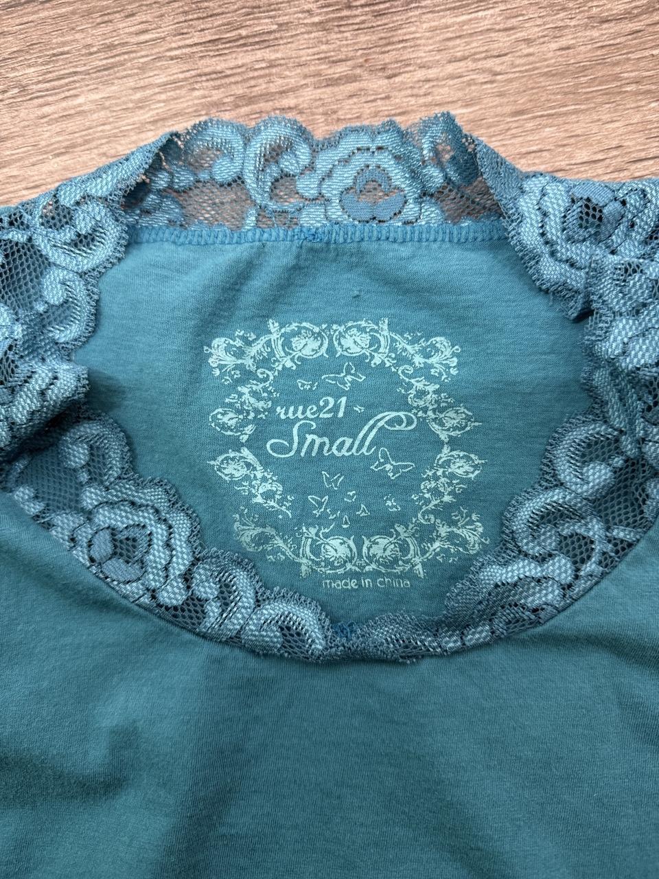 Fairycore Vintage Y2K Rue21 Teal Lace Trim Coquette Fairycore Top