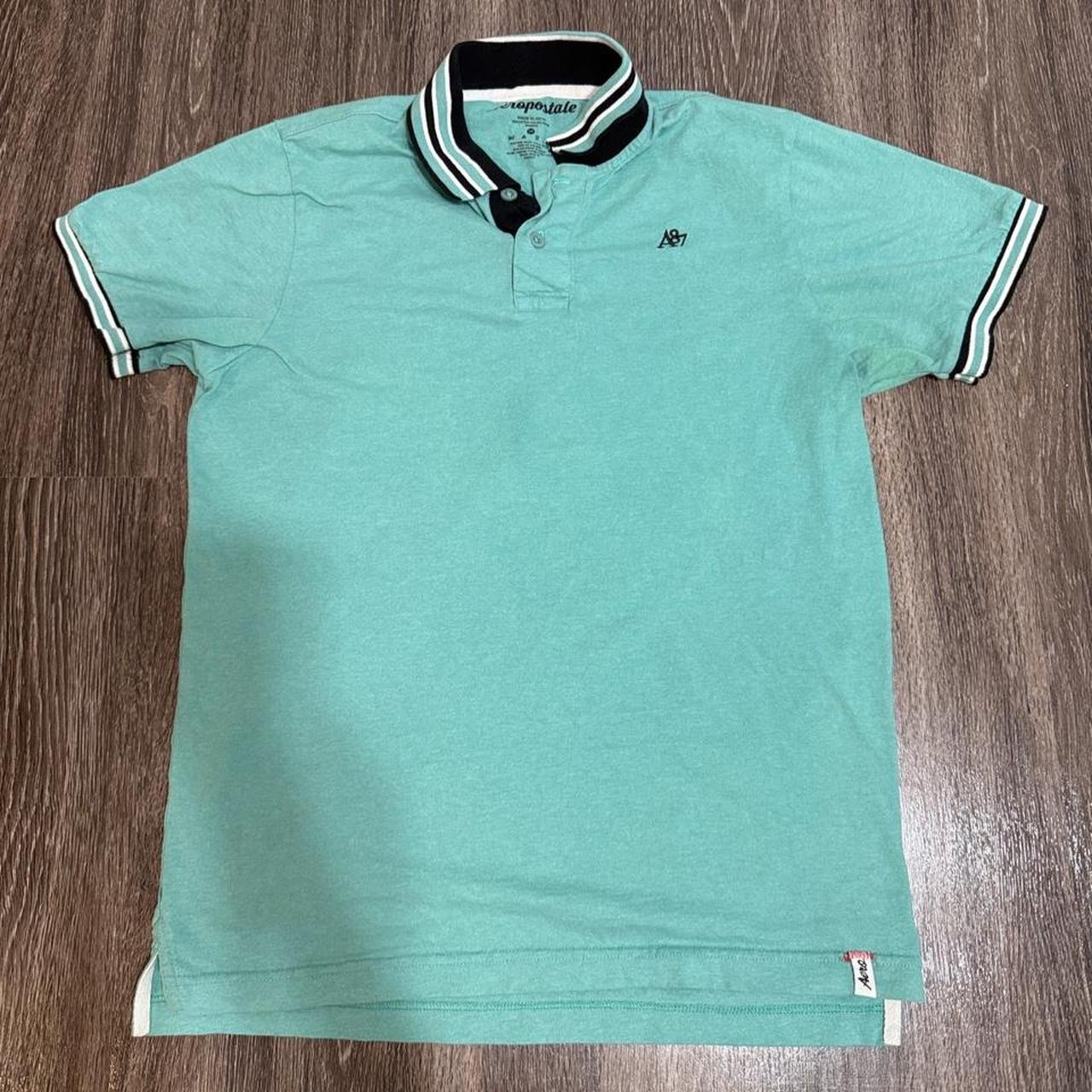 Aeropostale Men's Green and Blue Polo-shirt