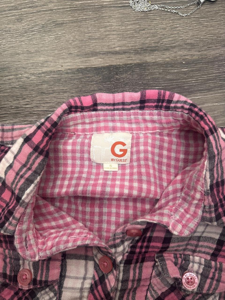Vintage Y2K Guess Pink Plaid Button Up Flannel