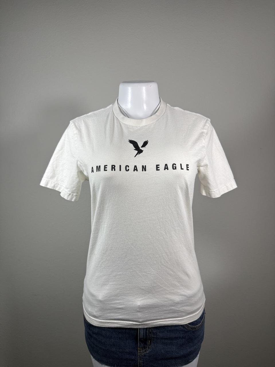 American Eagle White Logo Graphic Tee