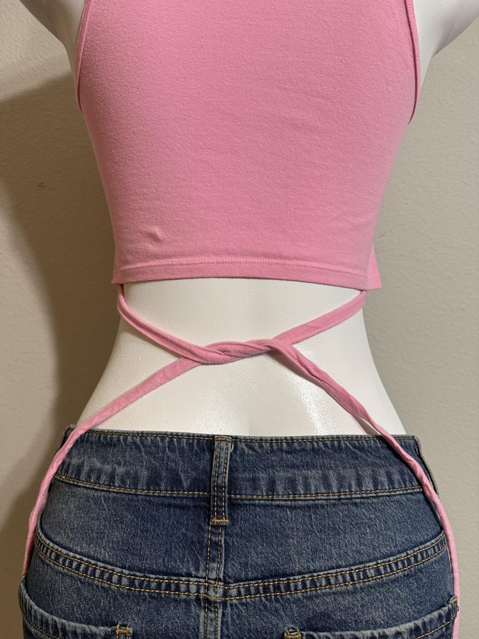💗 Hollister Pink Open Back Tie Crop Tank Top 💗