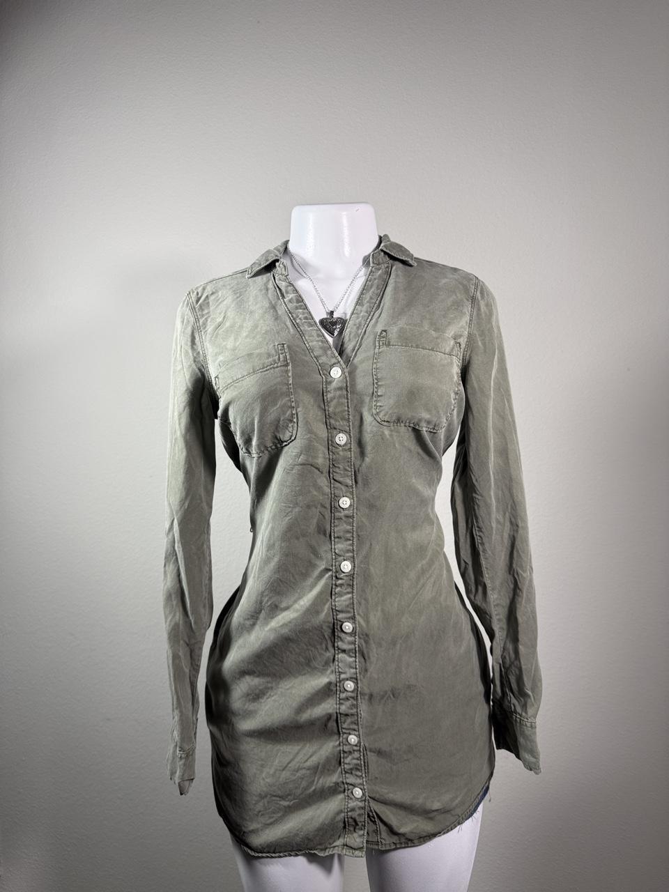 Abercrombie & Fitch Olive Button-Up Utility Shirt