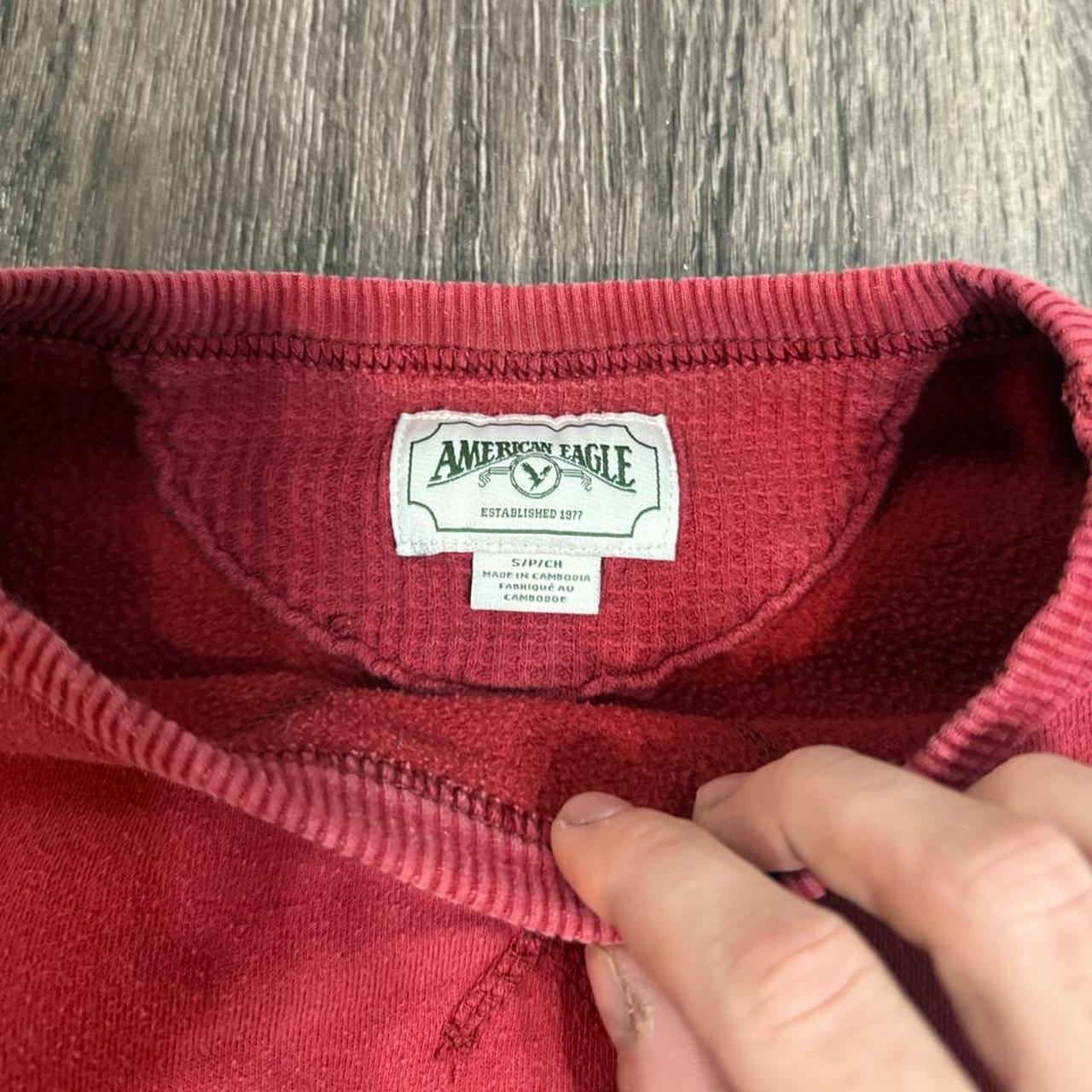 American Eagle Men's Red and Burgundy Hoody