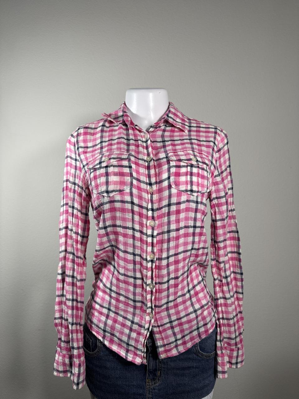 💗 Vintage Aeropostale Pink Plaid Button-Up Flannel 💗