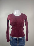 American Eagle Burgundy Cable Knit Sweater Small Vintage