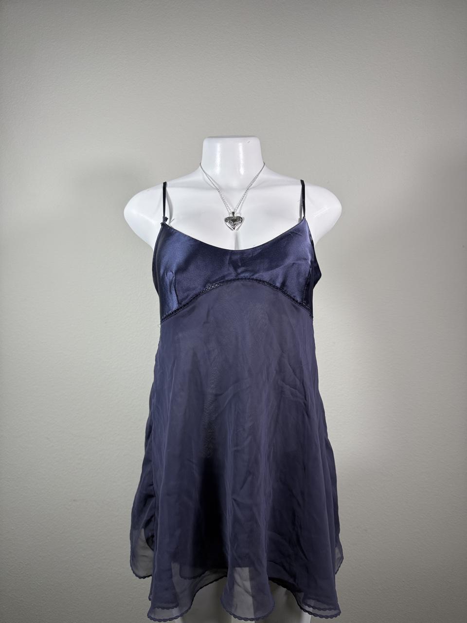Vintage Y2K Victoria's Secret Blue Sheer Slip Chemise Babydoll