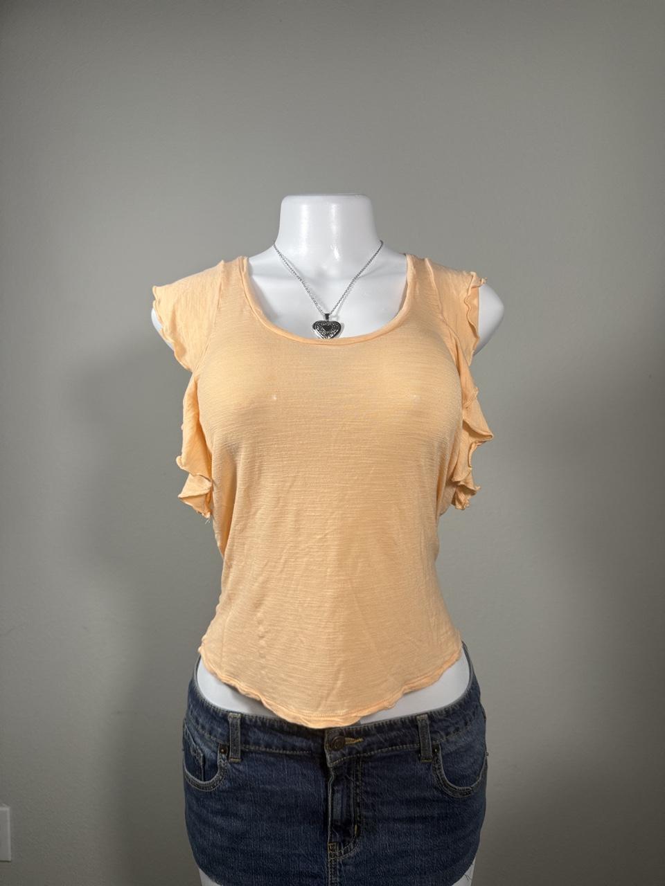 🧡 Vintage American Eagle Outfitters Peach Ruffle Sleeve Top 🧡