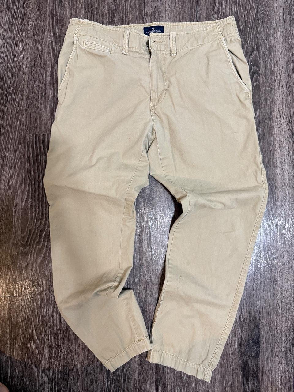 American Eagle Men's Tan and Cream Trousers