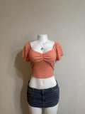 🧡 Y2K American Eagle Ribbed Sweetheart Crop Top 🧡