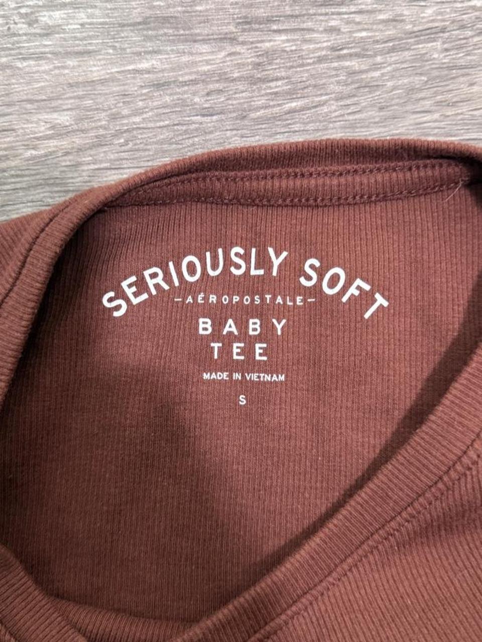 Aeropostale Seriously Soft Brown Skeleton Baby Tee