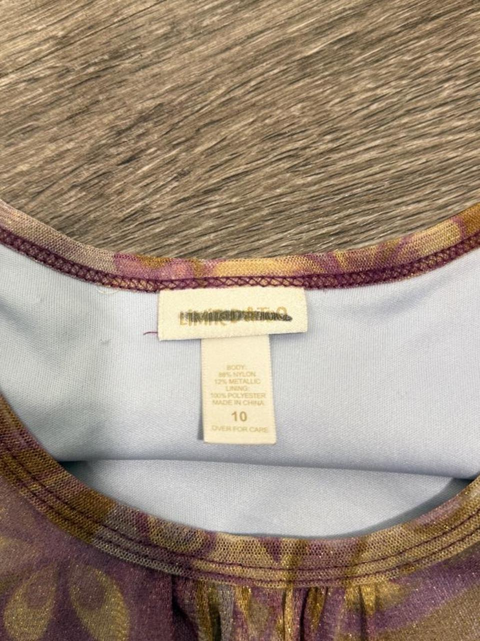 Limited Too Purple Metallic Paisley Mesh Buckle Top