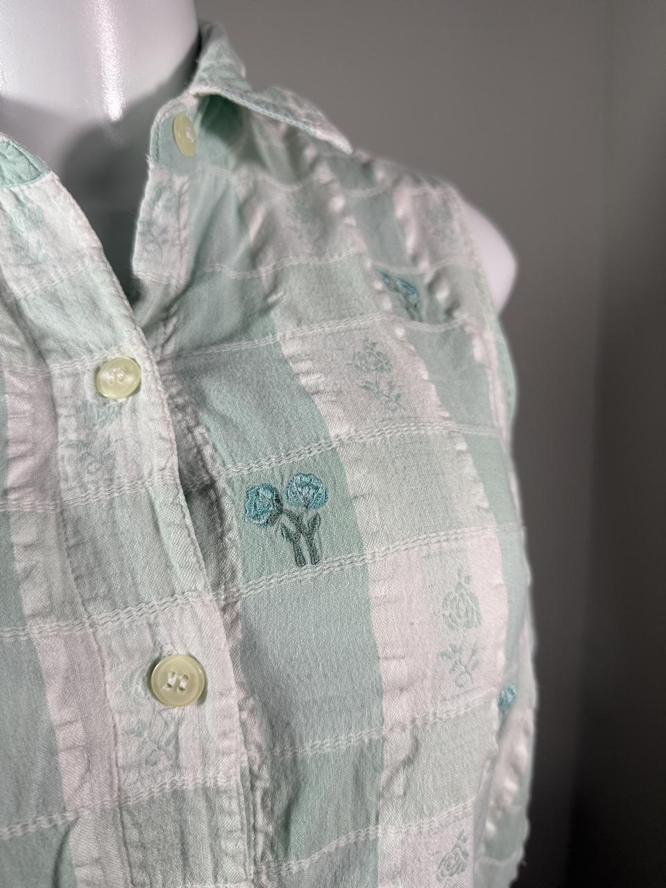 Casey & Max Mint Plaid Sleeveless Button-Up Blouse