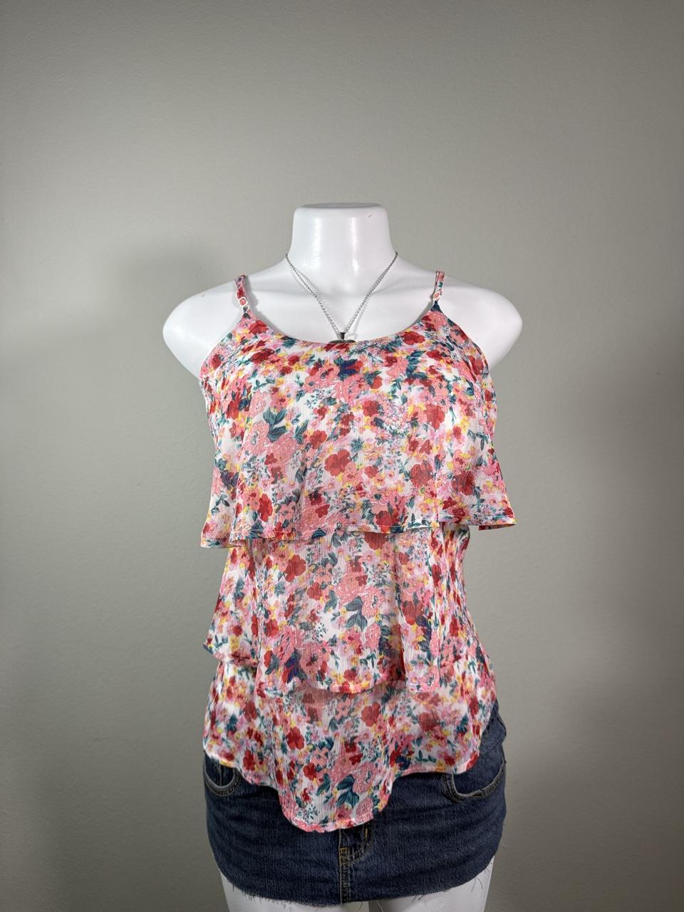 Candie's Floral Ruffle Tiered Cami Top
