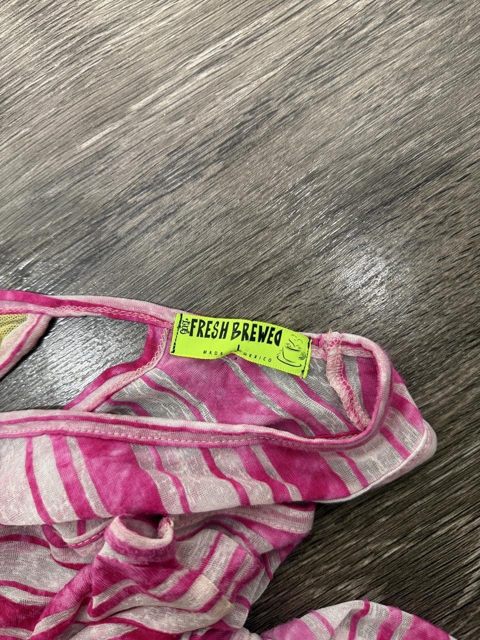 Y2K Fresh Brewed Pink Striped V-Neck Tank Top