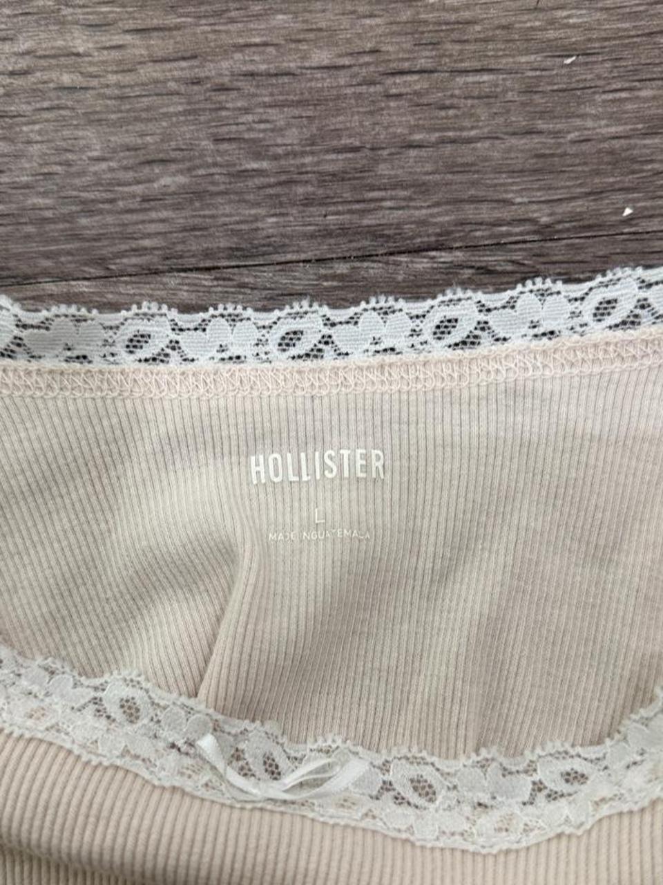 Hollister Cream Lace Trim Ribbed Cami Tank Top