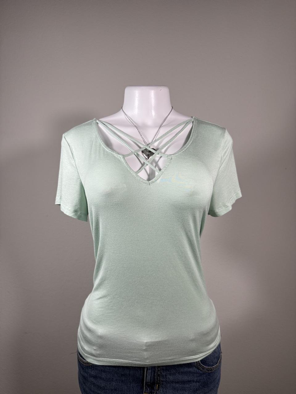 Y2K American Eagle Soft & Sexy Mint Criss Cross Tee