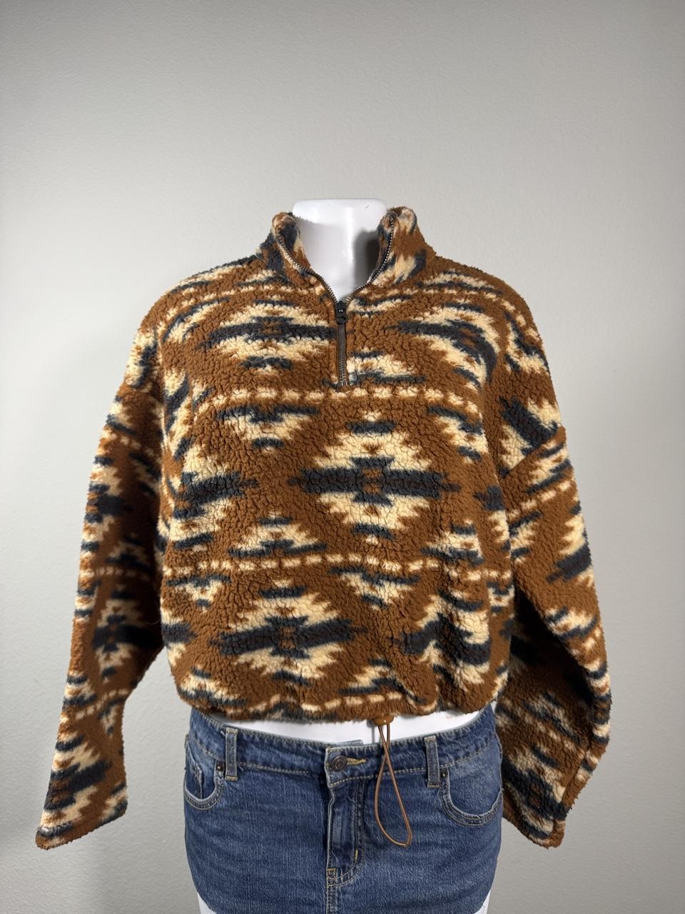 🤎 American Eagle Southwestern Sherpa Quarter Zip Pullover 🤎
