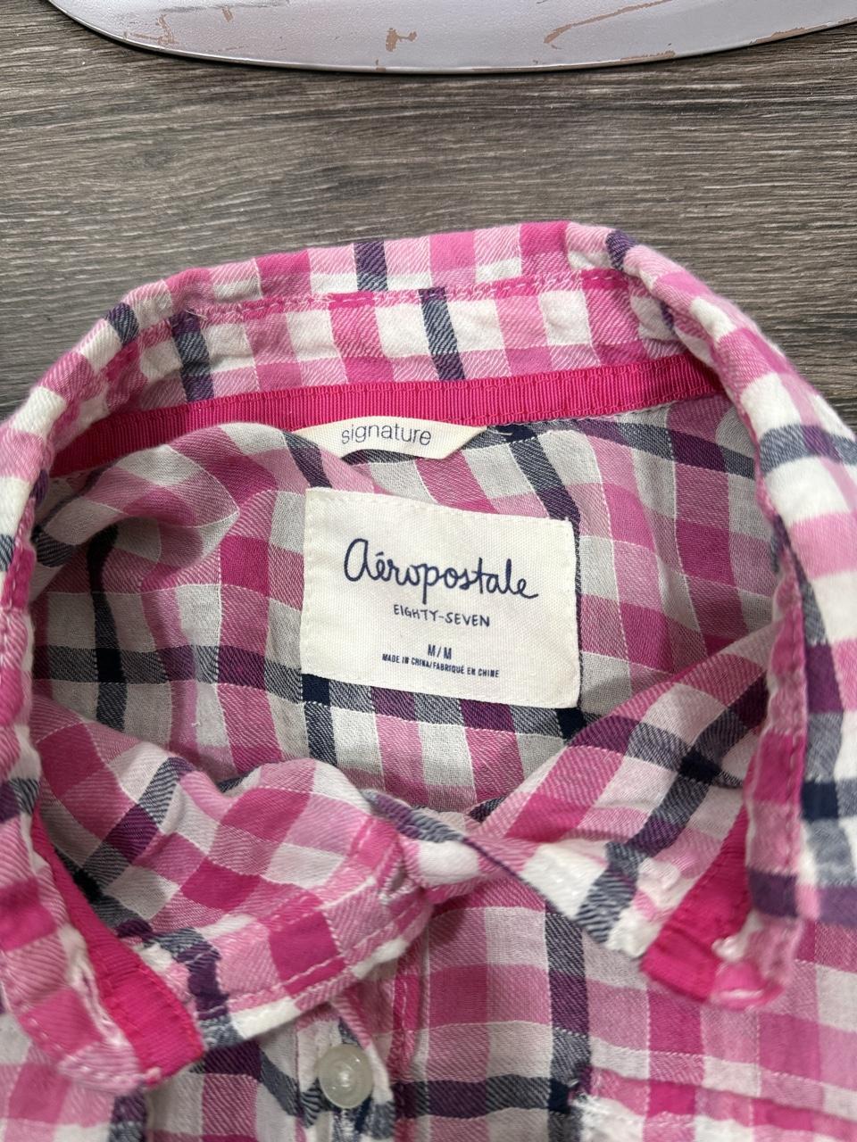 💗 Vintage Aeropostale Pink Plaid Button-Up Flannel 💗