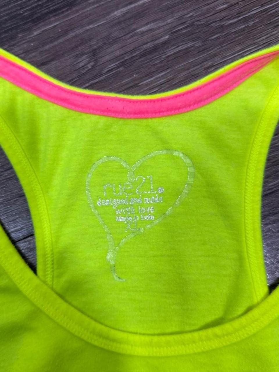 VINTAGE Rue 21 Neon Yellow Racerback Tank Top