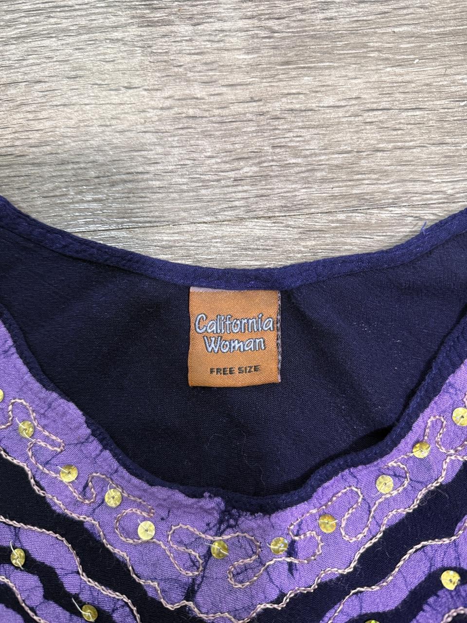 California Woman Purple Boho Handkerchief Tunic Top