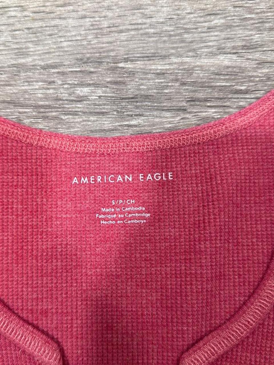 💗 American Eagle Pink Waffle Knit Long Sleeve Crop Top 💗