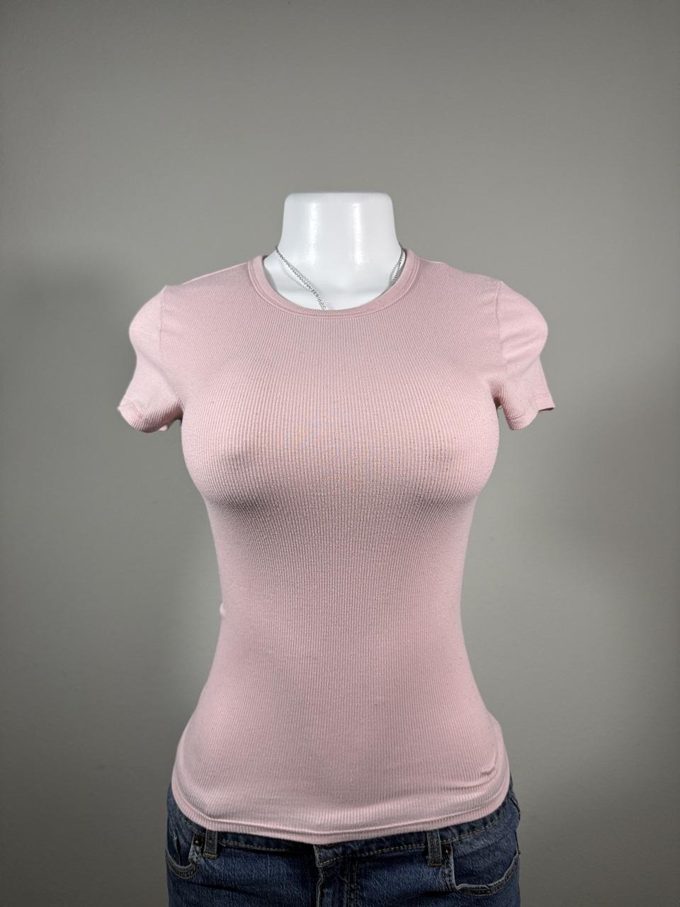 🩷 Vintage Victoria's Secret PINK Light Pink Ribbed Baby Tee 🩷
