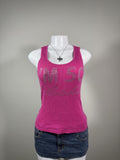 Y2K Sofia Hot Pink Rhinestone Graphic Ribbed Tank Top