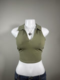 💚 Abercrombie & Fitch Olive Collared Halter Top 💚