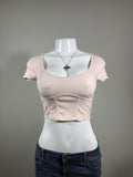 🤍 Aeropostale Blush Pink Ribbed Corset Baby Tee 🤍