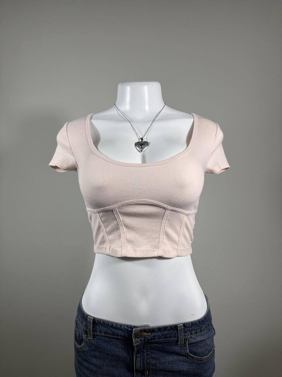 🤍 Aeropostale Blush Pink Ribbed Corset Baby Tee 🤍