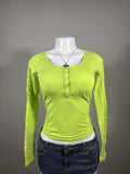 💚 Vintage Abercrombie & Fitch Neon Green Lace Sleeve Henley 💚