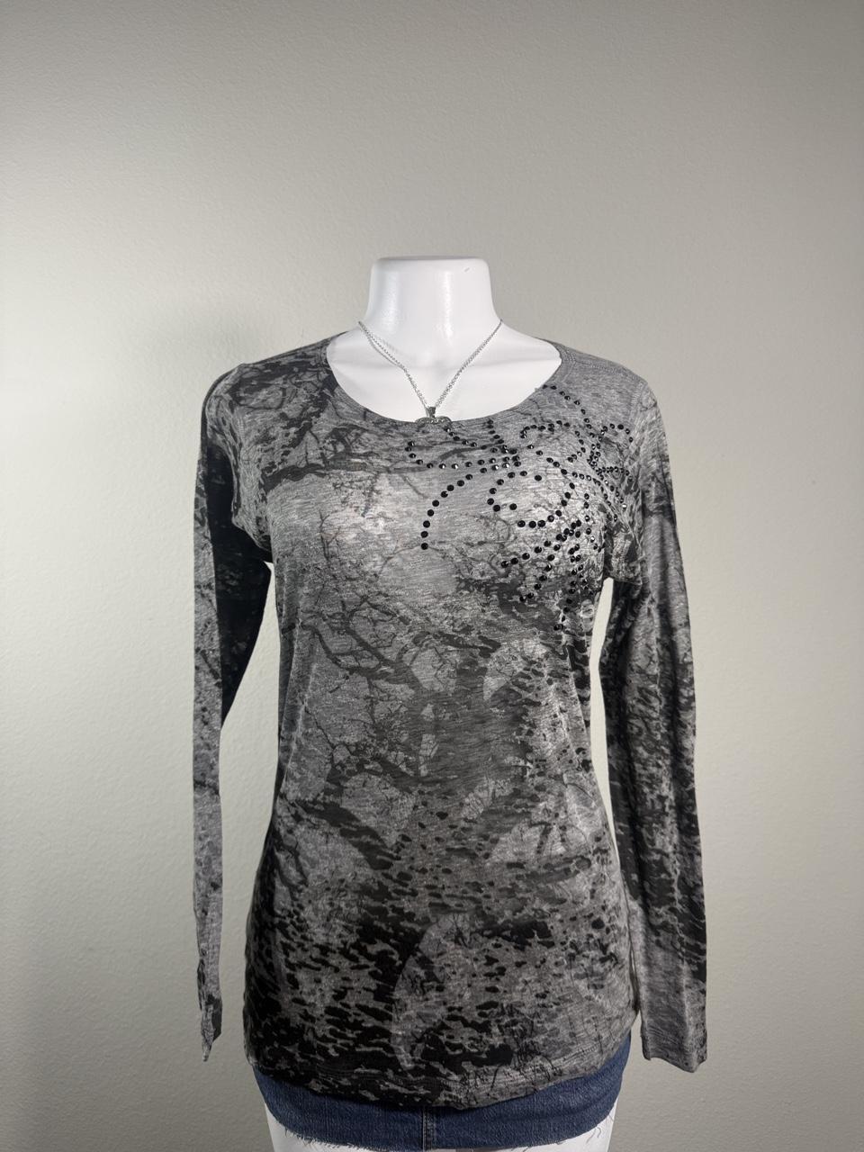 Y2K Grunge Abstract Burnout Long Sleeve Top