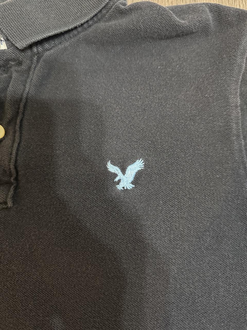American Eagle Men's Black and Navy Polo-shirt